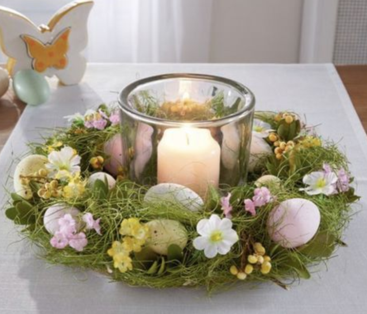 Пасхальный уют вечером: свечи + текстиль + сервировка